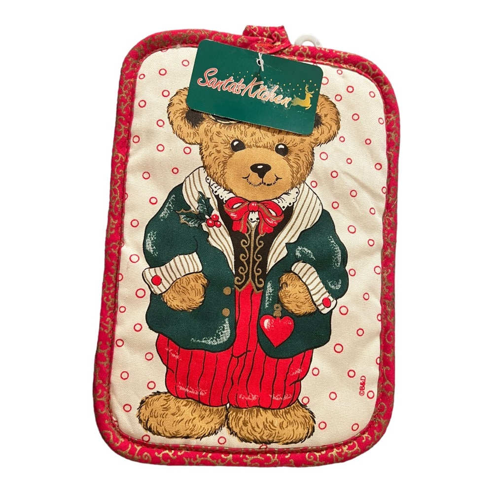 Vintage Santa’s Kitchen Christmas Bear Pot Holder NEW